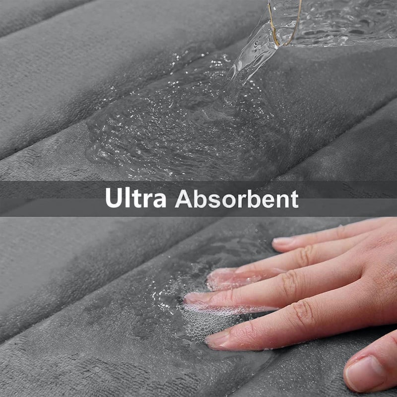 Buganda Memory Foam Bath Mat, 70" x 24", Ultra Soft and Non-Slip Bathroom Rugs, Water Absorbent and Machine Washable Bath Rug Runner for Bathroom, Shower, and Tub, Grey - Image 4